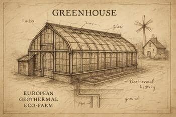 Archive greenhouse blueprint with penciled notes