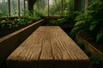 Close grain of bench wood used in the propagation corner