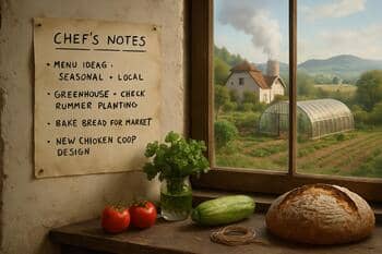 Wall with rotating chef notes
