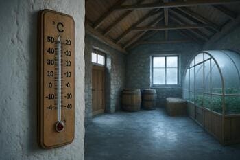 Cold room thermometer showing a stable cool reading