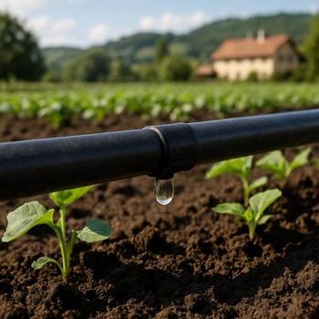 Detail of drip line with calibrated emitter