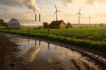 Moisture sheen on surface near ridge