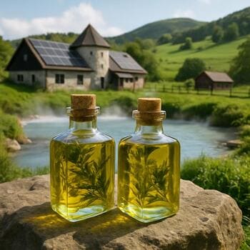 Small vials of herb oil for tasting