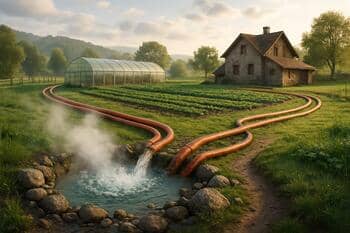 Hot spring outlet feeding a heat loop