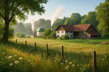 Overview of the meadow edge meeting the glasshouse face