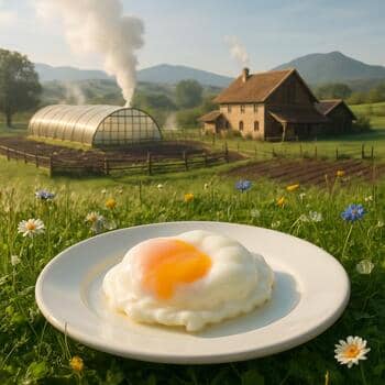 Soft-cooked meadow egg cracked open