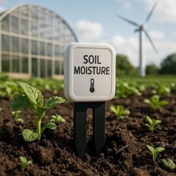 Soil moisture probe resting near roots