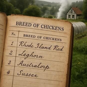 Old ledger noting heritage meadow hens