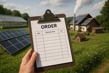 Order sheet clipped on a board