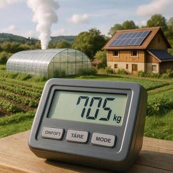 Packing scale showing a precise weight