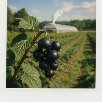 Blackcurrants in a shallow tray
