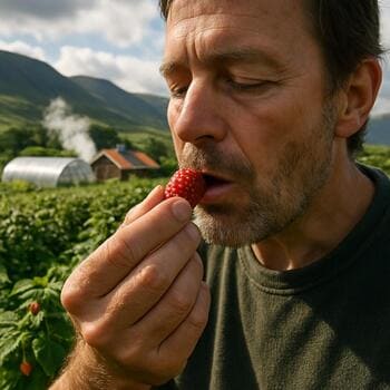 Close tasting of mixed berries on a small plate